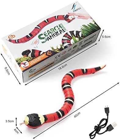 Амчури Електрични Змија Играчка, Паметни Сензори Змија Мачка Играчка СО USB Полнење Змија Играчка За Мачки Змија Играчка Која Се Движи