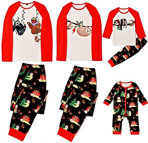 Семејски панталони за панталони, Божиќни џеми за семејни што одговараат на семејни Божиќни празници, поставени пижами за семејство