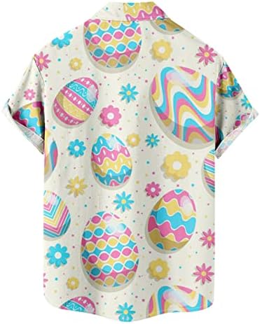 Велигденски маички за мажи плус големина Хавајски модни печатени кошули со кратки ракави лапти со врвот со џебови влечење