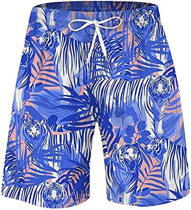 Ubst летни стебла за пливање за мажи, брзо сув тропски тигар за печатење на тигар за печатење шорцеви, случајни шорцеви на плажа на Хавајски
