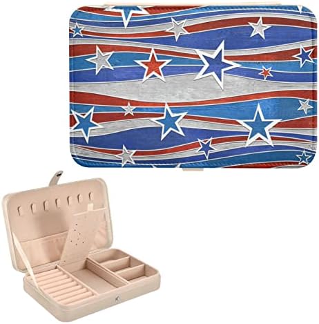 innewgogo американско знаме Мало накит кутија Пу кожен накит Организатор за патувања за накит Организатор за складирање на случајот подарок за