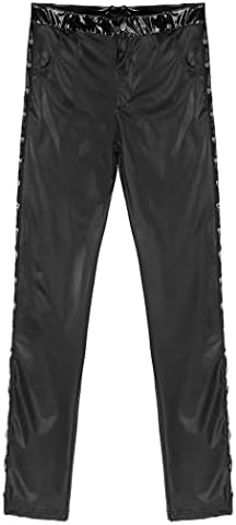 Менс faux кожни панталони црни панк -готски моторни велосипедисти панталони истегнуваат клупски сцени хеланки