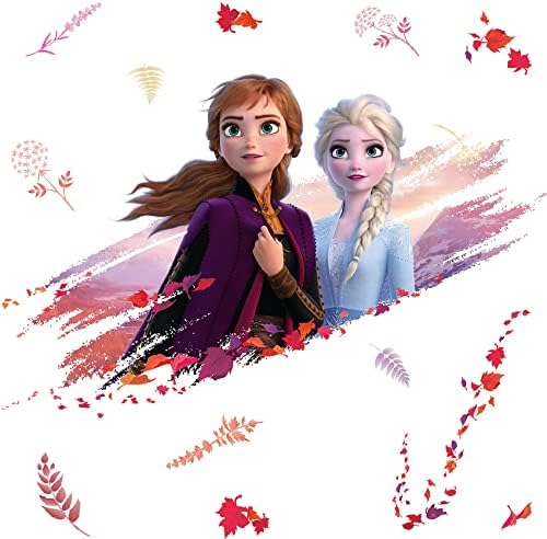 Цимери RMK4076GM Disney Frozen 2 Elsa and Anna Giant Peel and Stick Wall Decals, виолетова, портокалова, црвена, 1,56 x 2,53 x 17,6