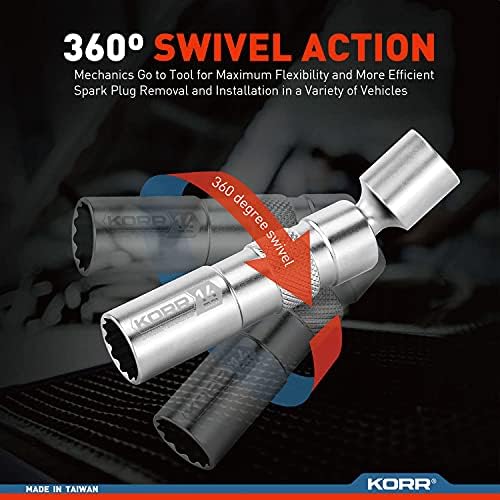 KORR Tools KSI004 14mm Тенк wallиден магнетски 3/8-инчен погон од 12 точки приклучок за вртење на приклучокот на приклучокот
