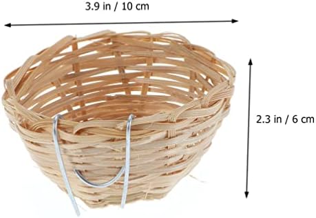 Исцелен декор лажни птици рачно изработени бамбус гнезда со куки рустикален стил вештачки гнезда на птици за папагали миленичиња птици додатоци за плетенка со пле
