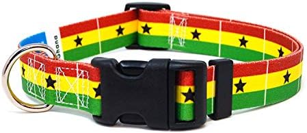 Јака За Кучиња Во ГАНА | Знаме На Гана | Тока За Брзо Ослободување | Направена ВО ЊУ ЏЕРСИ, САД | За Средни Кучиња | Широка 1 инч