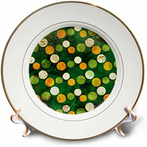 3drose glam портокалова, зелена, исклучена бела кругови со слика на златен сјај - плочи