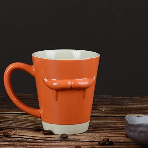 Керамички керамички кафе од босилунливо - керамички чаши од чај со голема рачка Голема портокалова кафе чаши микробранова и машина