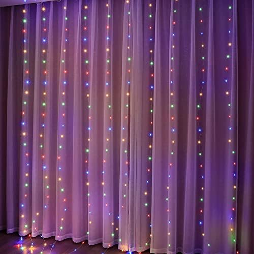Светла за завеси за прозорци, 8 режими на осветлување во спална соба самовила USB напојувани низа светла со далечински, затемнети светла за водопади за Божиќна забав?