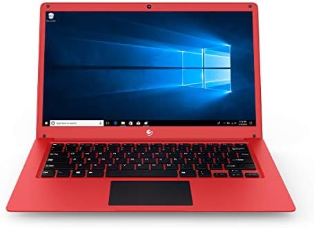 Ематик 14.1 лаптоп компјутер Со Интел Атом Четири-Јадрен Процесор, 4gb Меморија, 32gb Флеш Складирање И Windows 10, Црвено