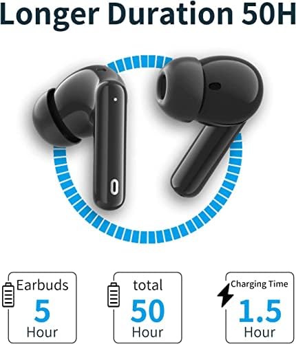 A40 Pro Безжични Слушалки, 50 часа Playtooth Слушалки Вградени Во Микрофон За Поништување На Бучава Со Куќиште За Полнење, Bluetooth Слушалки Со
