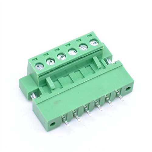 Willwin 10pcs 5.08mm Pitch 6 pin PCB приклучок за приклучување на терминални блокови конектори зелена