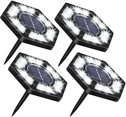 SDGH 4 парчиња 12 LED соларни закопани ламби Градинарски тревници Скали на отворено за палуби за палуби, соларна енергија LED водоотпорна