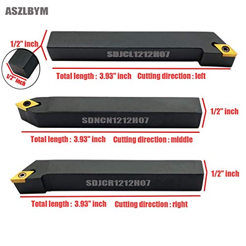 ASSLBYM 3PCS 1/2 Цпу Струг Карбид Вртење Алатки Индексирање Носителот Сет SDNCN1212H07 + SDJCL1212H07 + SDJCR1212H07 СО 3PCS DCMT21. 51 Индексира Карбид Вртење Вметнете