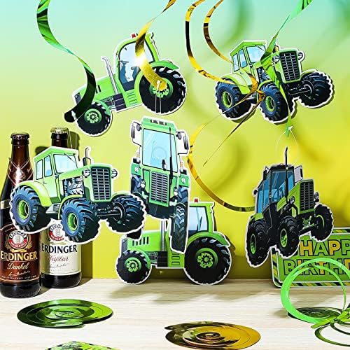 30 парчиња тракторска забава за резерви на трактор роденденски украси Зелен трактор што виси вртења трактор време висијќи фаворити украси