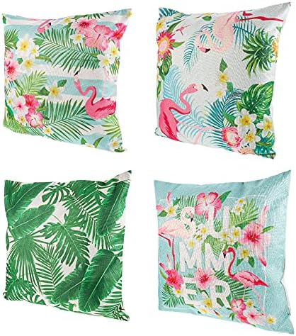 Pretyzoom 4pcs flamingo лисја печатени перници за перници модни перници се лизга за забава за домашни украси