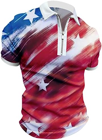 Американско знаме полови кошули за мажи 4 -ти јули Патриотски маички со летни обични гроздобер кратки ракави врвови