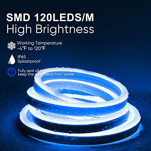 Производи за пакети за пакети со сјај на алуминиумски канали со сина 40м/131.2ft LED LED Neon Rope Lights Kit