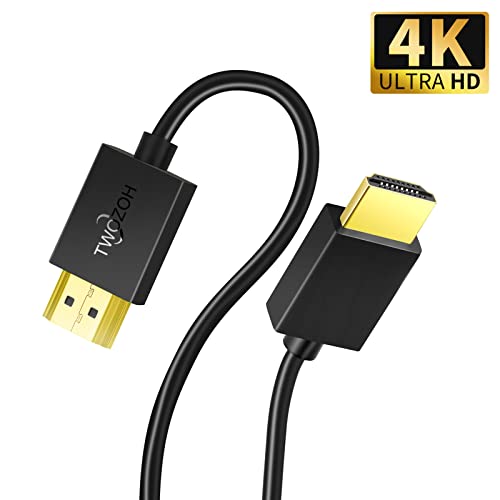Двозох Тенок HDMI Кабел 3.3 FT 2 Пакет, Ултра Тенок &засилувач; Екстремно Флексибилни HDMI До Hdmi Кабел Поддршка 4K@60Hz/2160P/1080P
