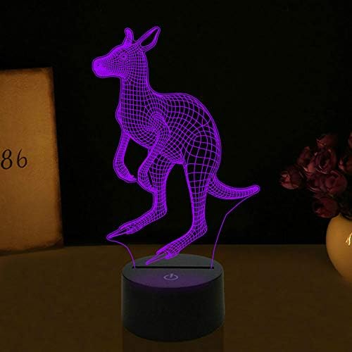 3D кенгур ноќен светлосен допир прекинувач за декор табела за табели оптички илузивни ламби 7 светла за промена