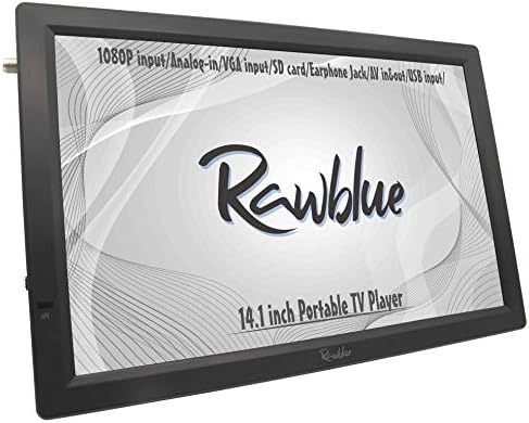 Rawblue 14 инчи преносен дигитален ATSC TFT HD екран Freeview LED телевизор за автомобил, караван, кампување, отворено или кујна.