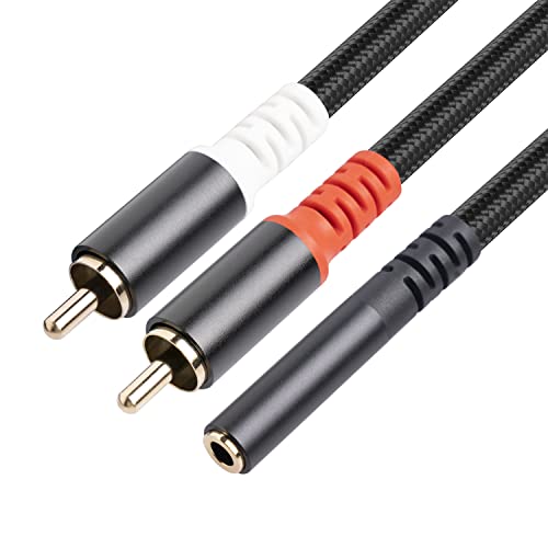 Аудио кабел за конектор Rexus RCA 3,5 мм женски до 2 машки 1,3 стапки, RCA стерео аудио y-адаптерски кабел hi-fi звук позлатен