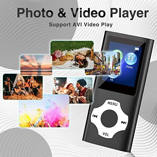 MP3 плеер со 32 GB TF картичка, Mp3 Music Player со Bluetooth 5.0, FM радио, слушалки, преносен хифи музички плеер со гласовен рекордер/видео/видео-преглед/е-книги