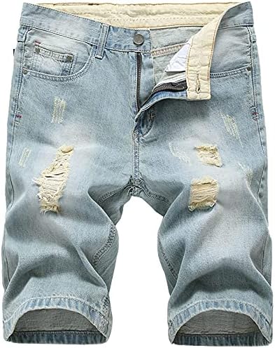 Надметни машки фармерки шорцеви искинаа фармерки кратки панталони летно слободно време директно фармерки