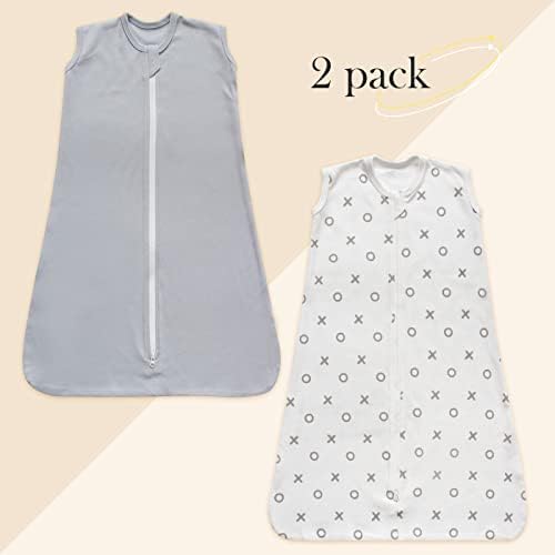 Lilbestie 2 пакувања за спиење за спиење, памук без ракави, носат ќебе со двонасочен патент за облека за девојчиња за новороденчиња