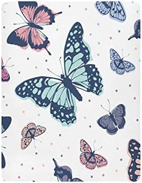 Опремени чаршафи за креветчиња, лист за креветчиња со пеперутка во боја за момчиња девојчиња, прицврстена облека за постелнина за постелнина