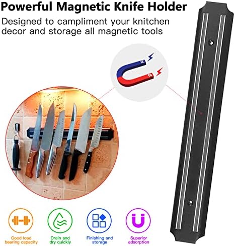 Лента за складирање на магнетни ножеви, држач за ножеви, решетка за ножеви, лента за ножеви, држач за кујнски прибор, држач за