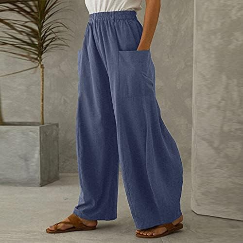 Wybaxz 2023 летни пантацо панталони за жени плус големина обични памучни постелнини панталони за жени лабави вклопени жени панталони