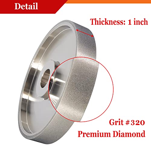 Gytycatah CBN Мелење тркало, широко диа 6 x 1 со 1 арбор, тркало за мелење дијаманти за заострување на челик со голема брзина, Grit 320