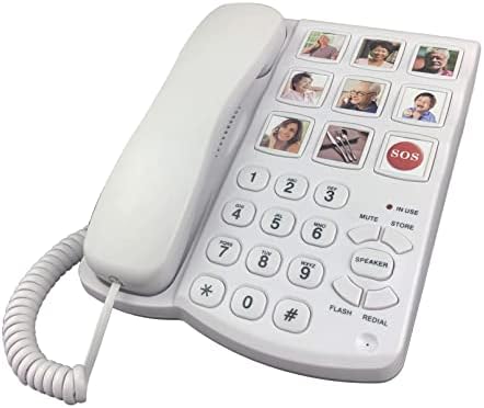 Mxiaoxia Big Button Corned Elder со звучник, зумирање -Кај ја допир слика за стариот фиксни телефонски телефон