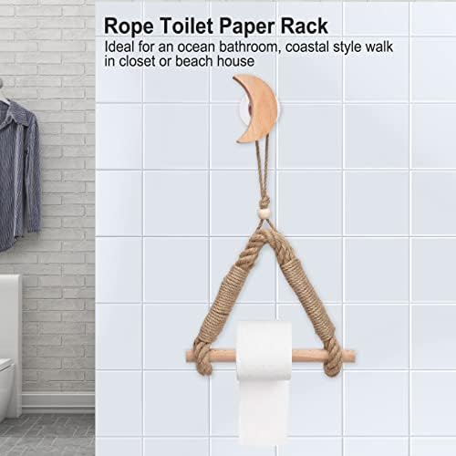 Држач за тоалетна хартија за јаже, држач за хартиена хартија, држач за пешкир од дрво, дрвен држач за складирање на дрвени јаже, држач