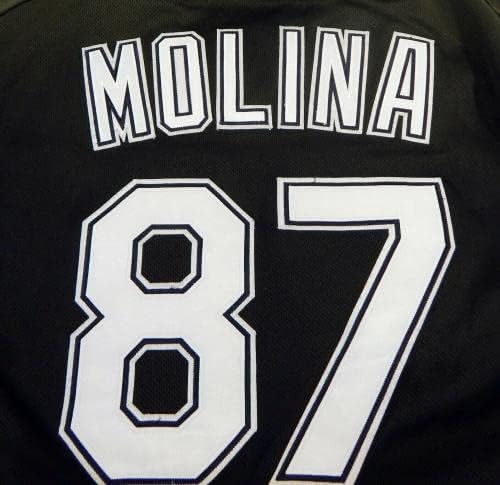 2003-06 Флорида Марлинс Ангел Молина 87 Игра Користи Црна Џерси БП УЛ 2xl 141-Игра Користи Млб Дресови
