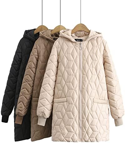 Сикие Зимски палта за жени лесна водоотпорна качулка надолу јакна со голема качулка памучна палто средна должина тенка тенка
