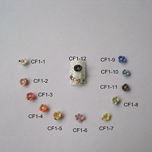 CF1 3D 30PCS/торба рачно изработена керамика 12 бои 5 -петални цветни нокти уметнички декорација на ноктите цвет деко -