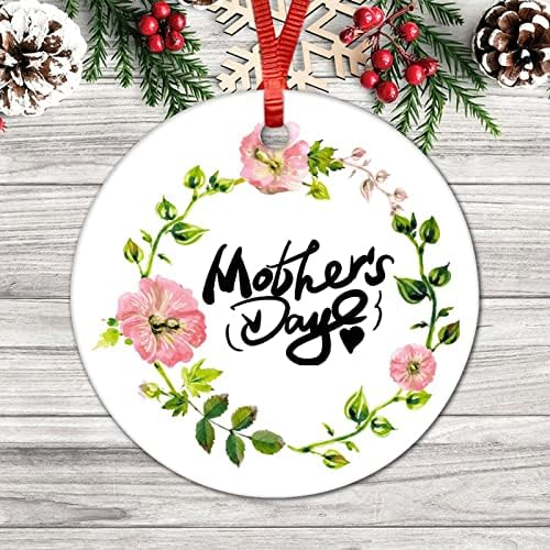 Денот на мајките розови цветни венци украси керамика што висат украси Мајки Ден подарок декор виси украси за декор за празници