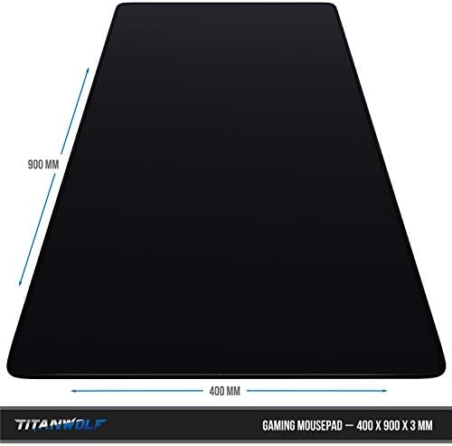 CSL-Компјутер-XXL Брзина Игри Titanwolf Глувчето Рампа Црна 900 x 400 mm - XXL Глувчето Рампа - Голема Маса База - Ја Подобрува Точноста