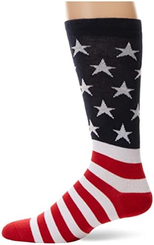 К. Бел Машки Класици Кул Новини Чорапи На Екипажот, Црвено/Бело/Сино Американско Знаме, Големина На Чевли: 6-12