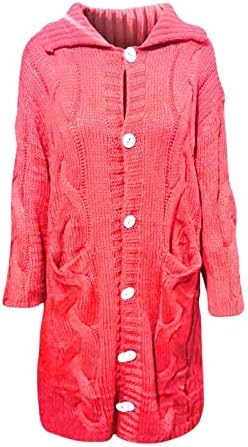 Oplxuo долги кардиган џемпери жени плус кабел со големина плетено копче надолу по есен зимски слој лапел цврсти џебови надвор од облеката