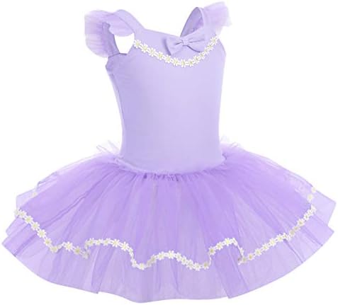 Idopip дете Деца девојки девојки цвет руфле ракав балет танц фустан туту здолниште со леотарна балерина танцувачка гимнастика костум