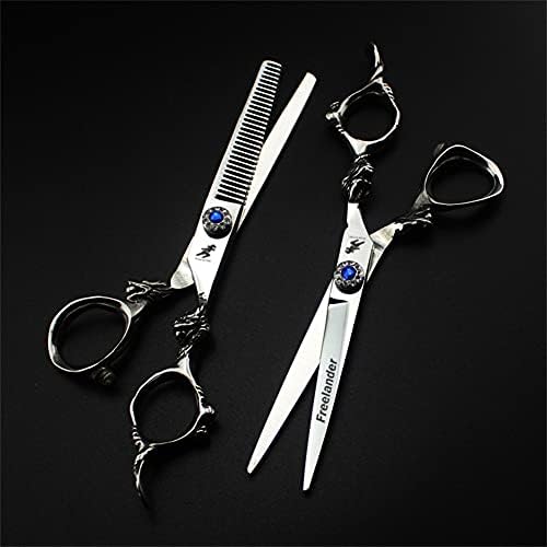 Сет за ножици за професионални ножици за сечење коса, 6 инчи, 440C не'рѓосувачки челик бербер фризерски ножици, алатки за слабеење на ножици,