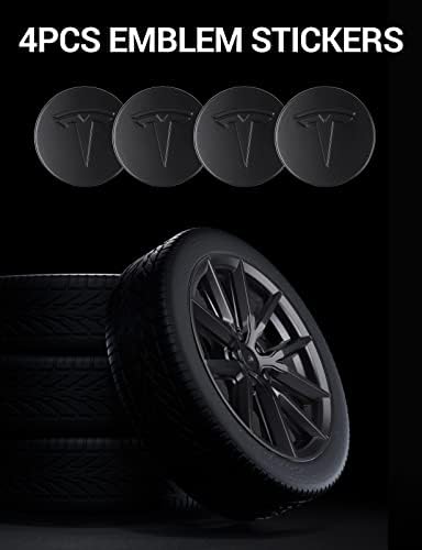Базенор Тесла Модел 3 Покрив со тркала од 18 инчи Хабкап Капчиња за тркала ОЕМ ОЕМ Заштитни облоги за замена на мат црни Hubcaps