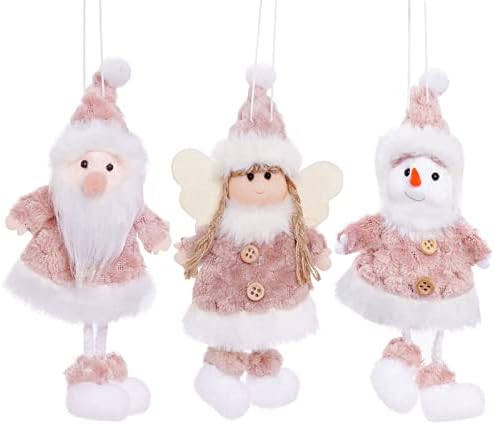 3 компјутери девојки Божиќни украси, слатки девојки кукли украси за новогодишни украси, декор, рачно изработена плишана мини кукла