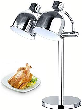 Професионална топлинска ламба сребрена позлата со двојна глава Изглед 500W напојување со вклучена храна за затоплување на храната за затоплување,