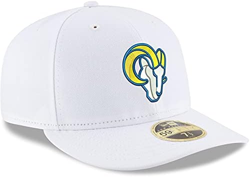 Нова ера машка бела логос Лос Анџелес Рамс Алтернативно лого Омаха со низок профил 59fifty Опремена капа