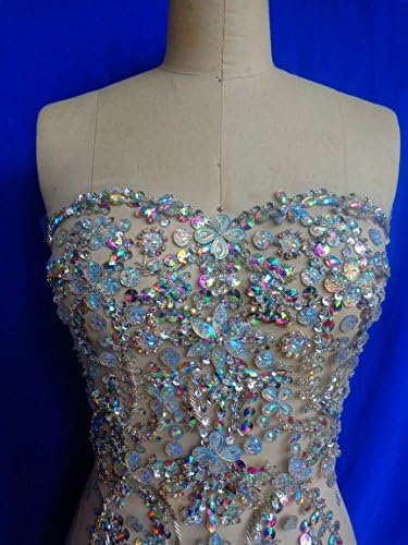 Zbroh рачно изработени кристали трим закрпи чиста AB боја шива на Rhinestones Applique 48x32cm за врвен фустан здолниште DIY додаток