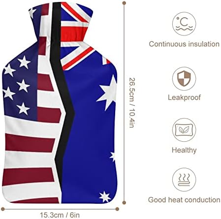 Знаме На Сад И Австралија Шише Со Топла Вода 1000мл со Мек Капак Отстранлив Топол Ладен Пакет Вреќа За Вбризгување Вода За Раце Стапала Потопол
